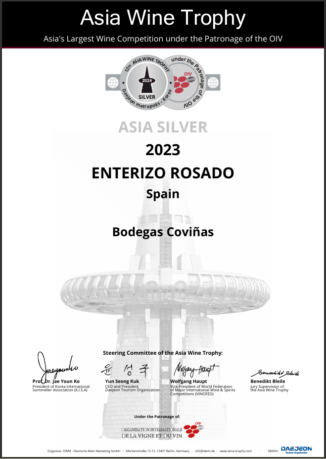 Asia Wine Trophy Silver 2024 – Enterizo Rosado